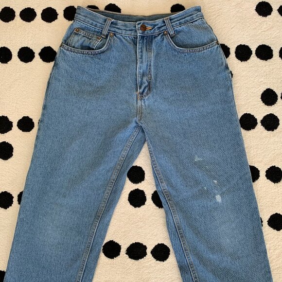 Vintage 90s LA Blues Mom Jeans 16 High Rise Faded Distressed Denim Tapered Leg - Picture 3 of 13
